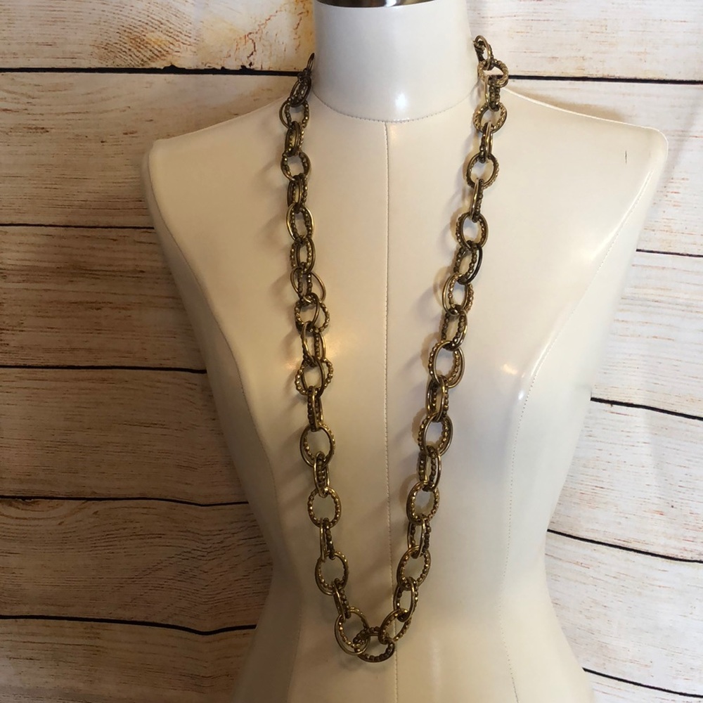 VINTAGE GOLD TONE DOUBLE LINK NECKLACE W/EXTENDER